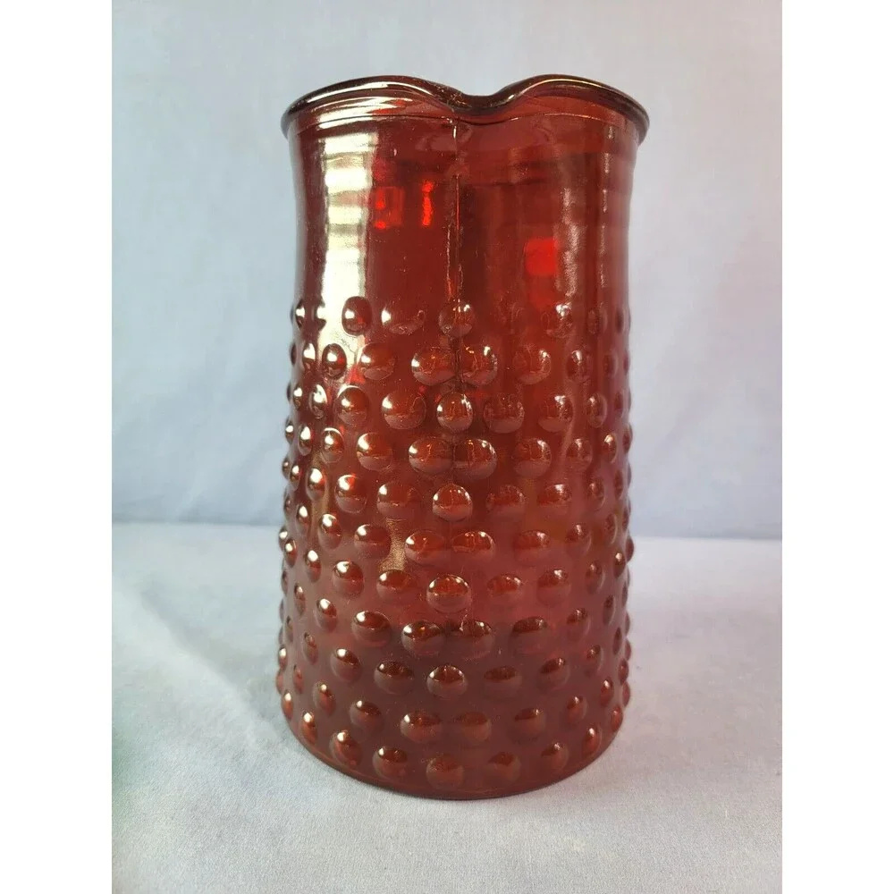 Hobnail Carafe ANCHOR HOCKING Cranberry Pitcher Ruby Red  8''T 60 oz